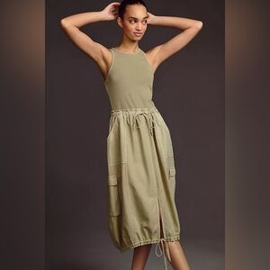 Daily Practice Anthropologie Green Cargo Twofer Midi Tank Dress L